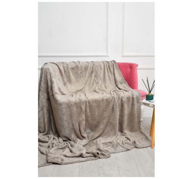 Плед однотонный серого цвета размер 220*240 186586L