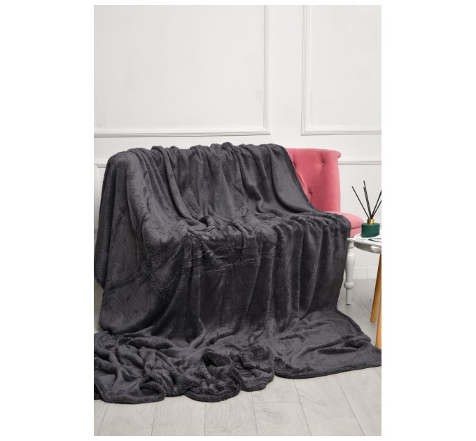 Плед однотонный графитового цвета размер 220*240 186587L