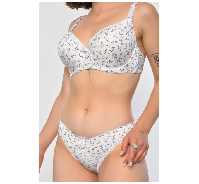 Комплект жіночий білого кольору з принтом чашка С 186601L