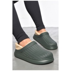 Калоші жіночі утеплені кольору хакі 186925L