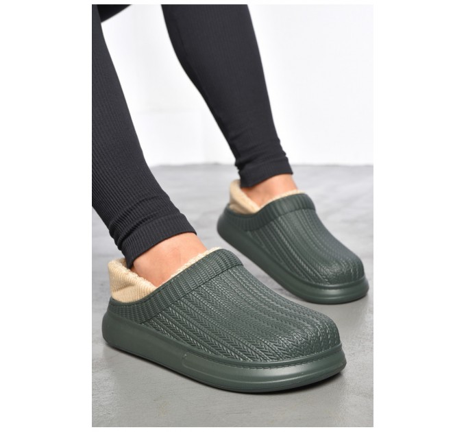 Калоші жіночі утеплені кольору хакі 186925L