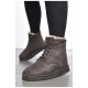 Черевики жіночі зимові на хурті темно-сірого кольору 187030L