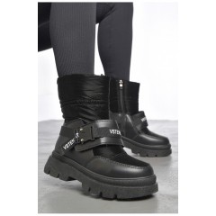 Напівчоботи жіночі на хутрі чорного кольору 187182L Напівчоботи жіночі на хутрі чорного кольору 187182L