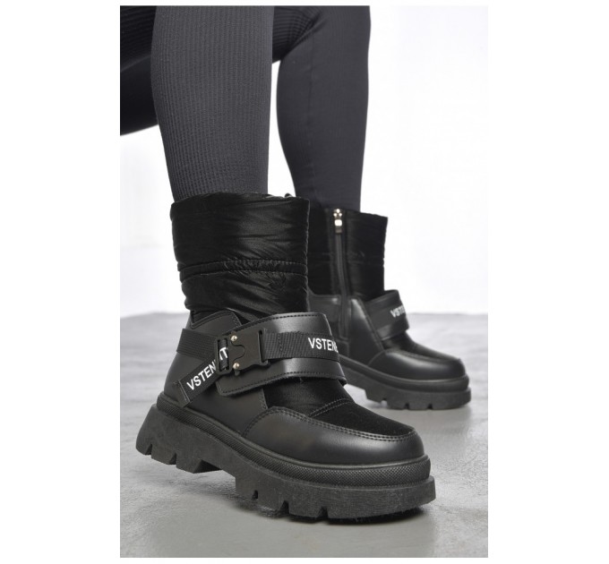 Напівчоботи жіночі на хутрі чорного кольору 187182L