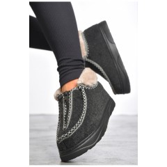 Бурки жіночі на хутрі темно-сірого кольору 187282L