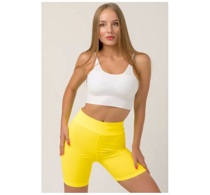 Шорти жіночі у рубчик жовтого кольору 187341L