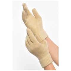 Рукавички жіночі трикотажні з начосом бежевого кольору 187417L