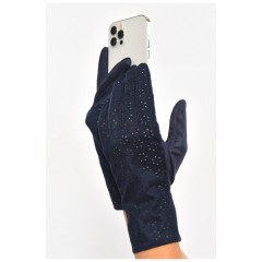 Перчатки женские сенсорные текстильные темно-синего цвета 187509L