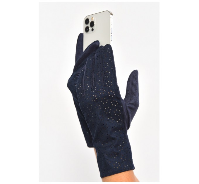 Перчатки женские сенсорные текстильные темно-синего цвета 187509L