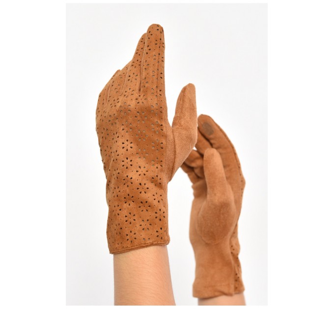 Рукавички жіночі текстильні сенсорні теракотового кольору 187510L