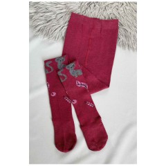Колготи дитячі для дівчинки бордового кольору 187615L
