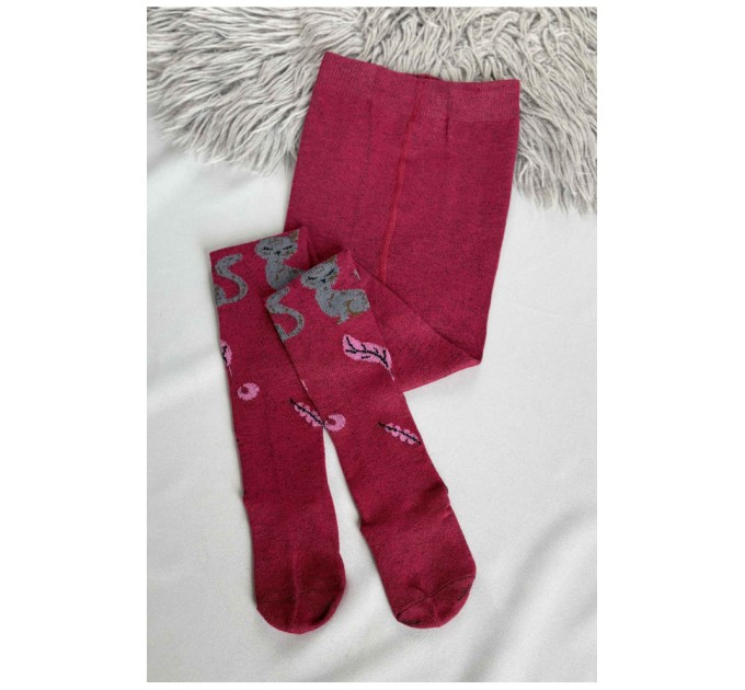 Колготи дитячі для дівчинки бордового кольору 187615L