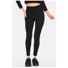 Лосини жіночі термо в рубчик на штучному хутрі чорного кольору 187644L