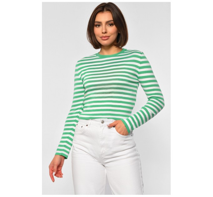 Женская кофта трикотажная в полоску зеленого цвета 187773L