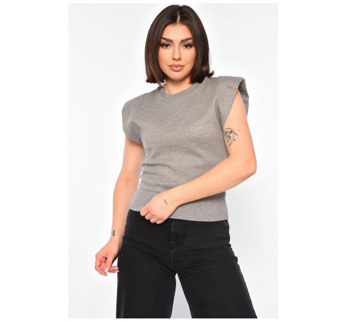 Жилет трикотажний жіночий сірого кольору 187931L