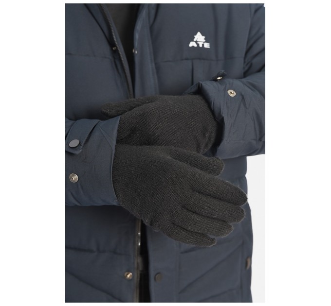 Рукавички чоловічі в`язані утеплені чорного кольору 188027L