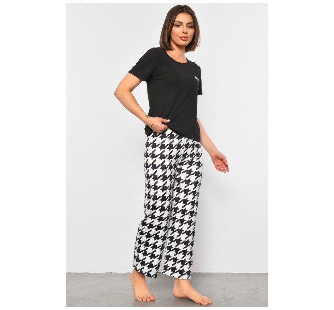 Женская пижама черно-белого цвета с надписью 188041L.
