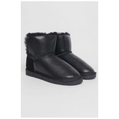 Угги женские искусственная кожа черного цвета на меху 188131L