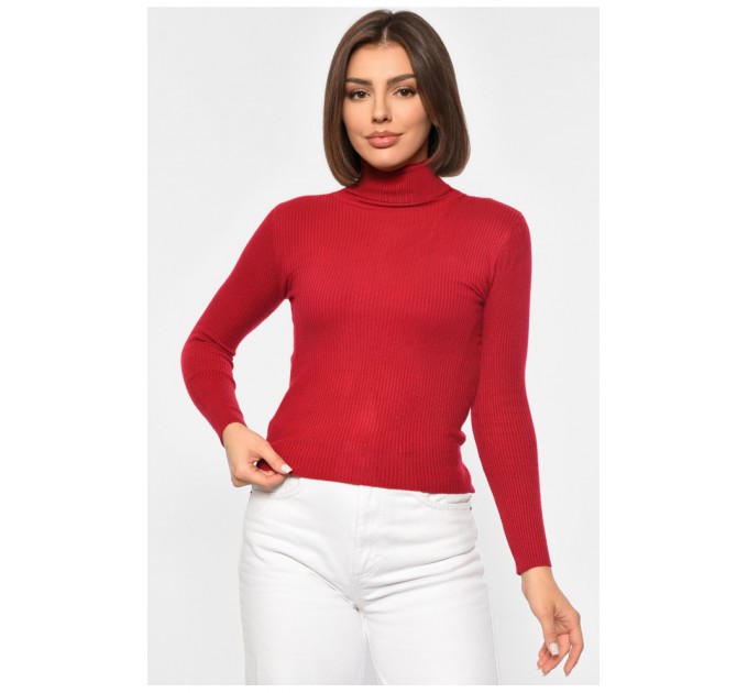 Гольф женский однотонный бордового цвета 188251L