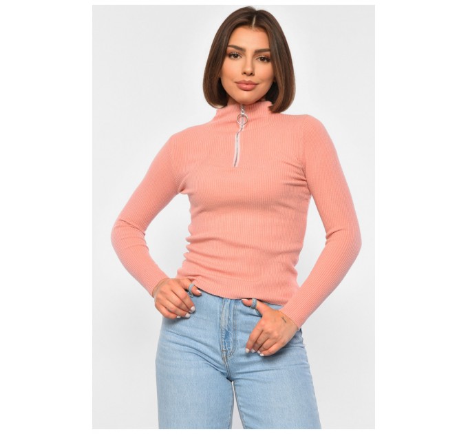 Гольф жіночий однотонний з замком пудрового кольору 188257L