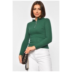 Гольф жіночий однотонний з замком зеленого кольору 188258L