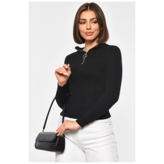 Гольф жіночий однотонний з замком чорного кольору 188260L