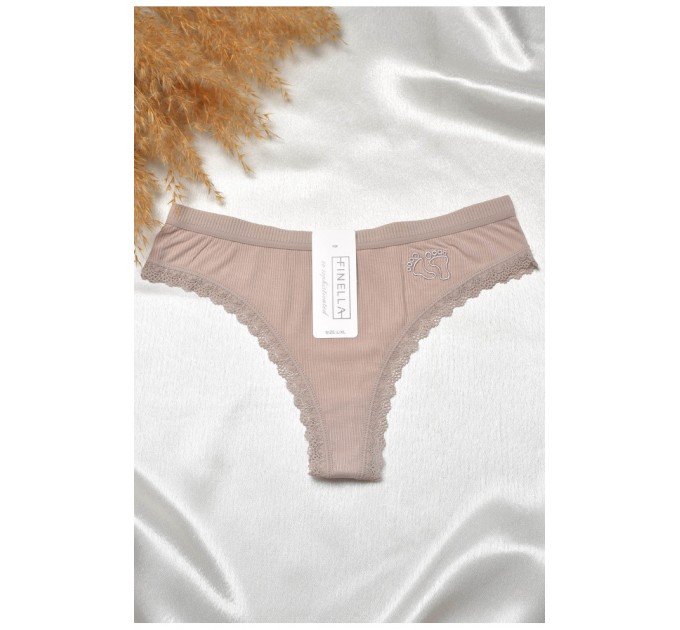 Стринги женские с кружевом мокко 188793L