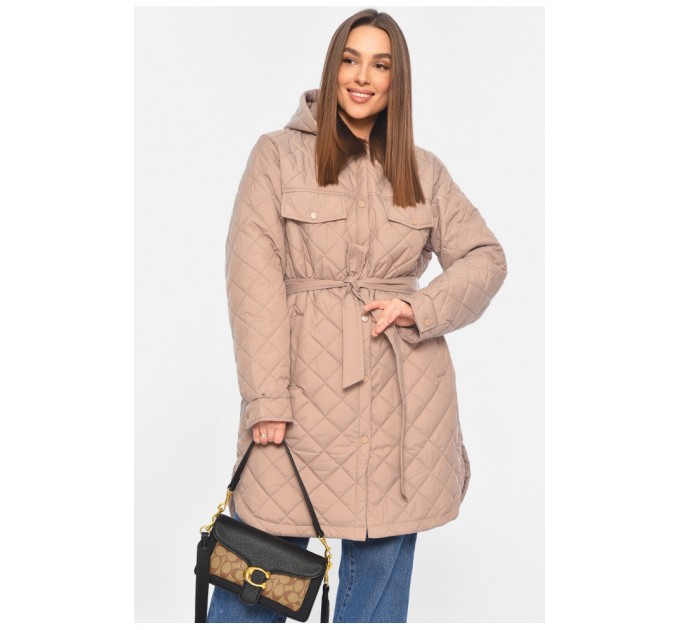 Куртка жіноча напівбатальна демісезонна темно-бежевого кольору 188909L