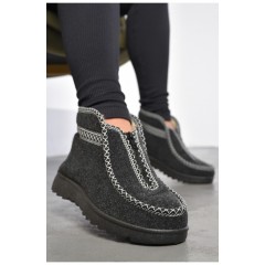 Бурки жіночі на хутрі чорно-сірого кольору 188942L