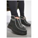 Бурки жіночі на хутрі чорно-сірого кольору 188942L