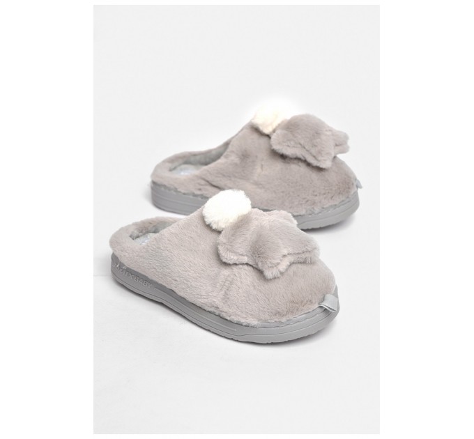 Капці дитячі сірого кольору на хутрі 189042L
