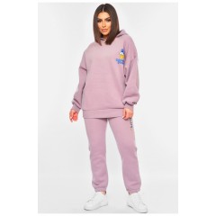 Спортивний костюм жіночий на флісі пудрового кольору 189221L