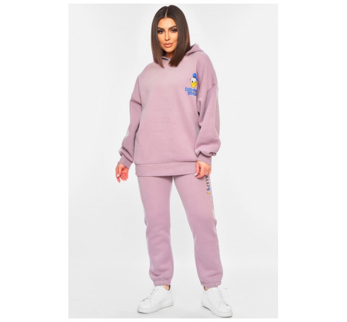 Спортивний костюм жіночий на флісі пудрового кольору 189221L
