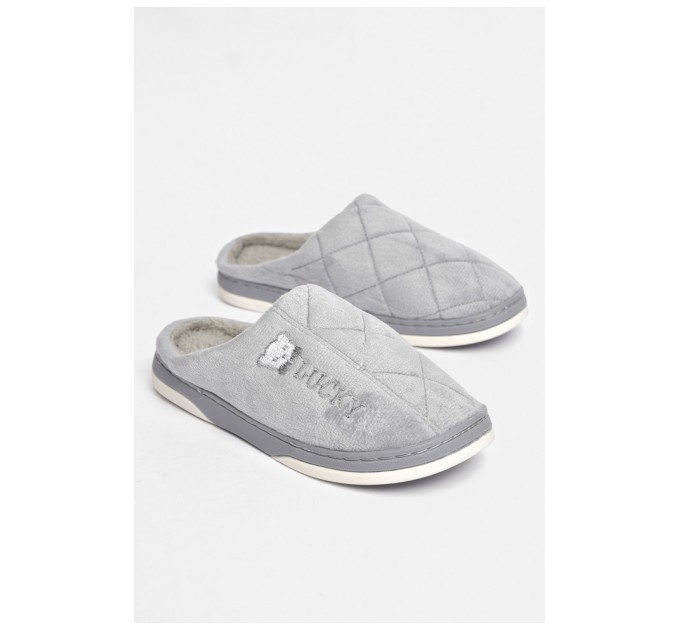 Капці кімнатні чоловічі сірого кольору на хутрі 189318L