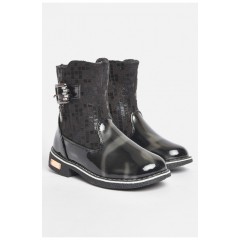 Ботинки детские демисезонные черного цвета на флисе 189447L