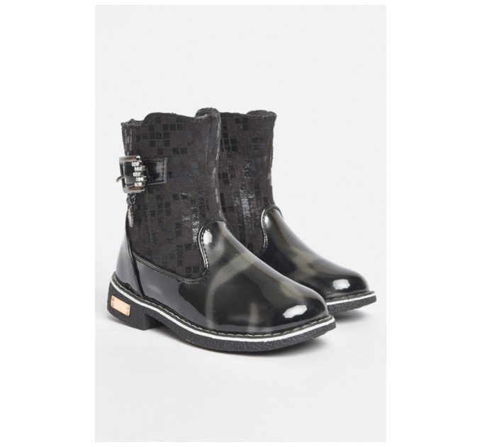 Ботинки детские демисезонные черного цвета на флисе 189447L