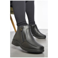 Черевики жіночі на хутрі чорного кольору на блискавці 189511L Черевики жіночі на хутрі чорного кольору на блискавці 189511L