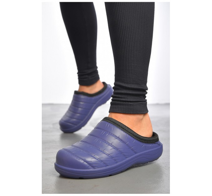 Галоши женские без задника утепленные синего цвета 189544L