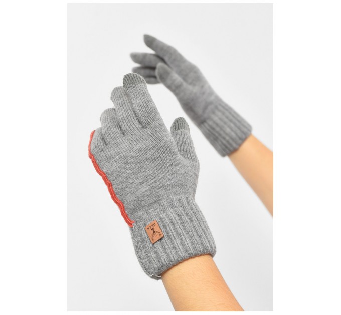 Перчатки женские сенсорные серого цвета утепленные 190026L