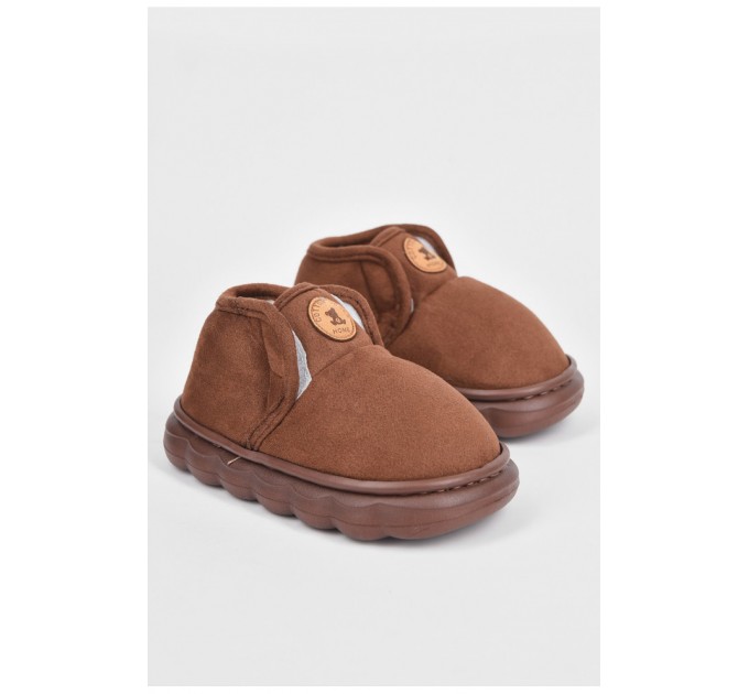Капці дитячі коричневого кольору на хутрі 190097L