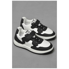 Детские кроссовки черно-белого цвета на шнуровке 190143L