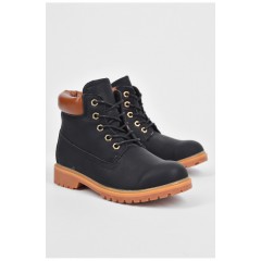 Ботинки детские черного цвета на шнуровке 190230L Ботинки детские черного цвета на шнуровке 190230L