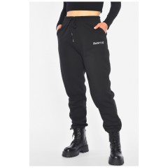 Спортивні штани жіночі на флісі чорного кольору 190456L