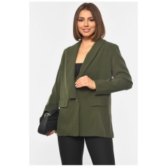 Женский однотонный пиджак цвета хаки 190480L