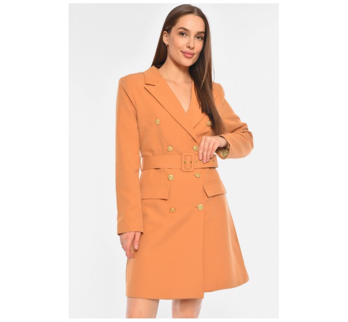 Платье-пиджак женское однотонное горчичного цвета 190997L