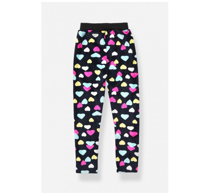 Лосини дитячі велюрові для дівчинки з начісом темно-синього кольору 191076L