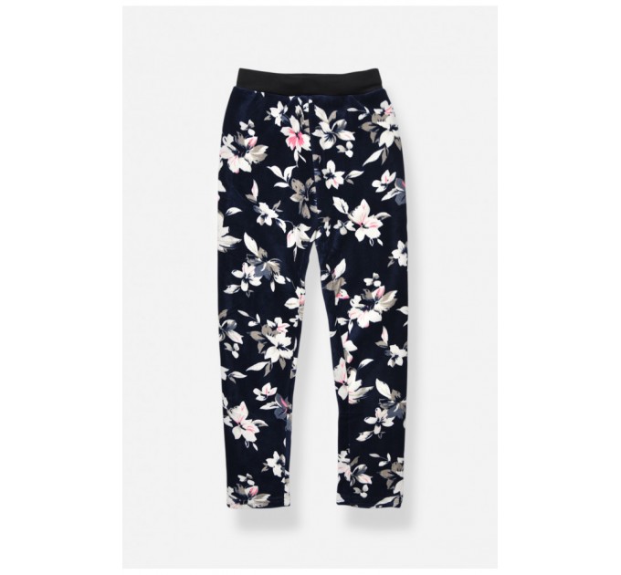 Лосины детские велюровые для девочки с начесом темно-синего цвета 191077L