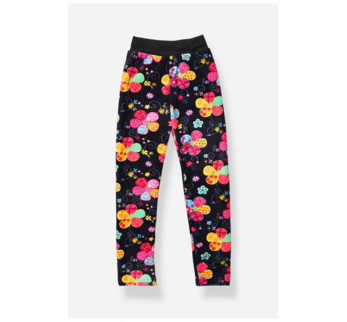 Лосини дитячі велюрові для дівчинки з начісом темно-синього кольору 191078L