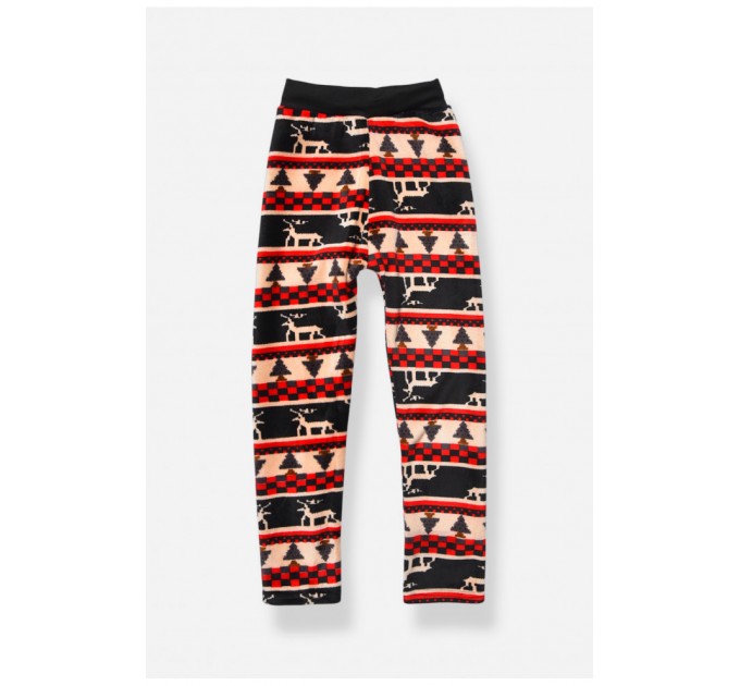 Лосины детские велюровые для девочки с начесом черного цвета 191091L