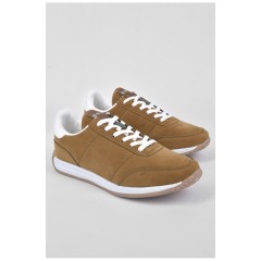 Кроссовки мужские светло-коричневого цвета на шнуровке 191626L